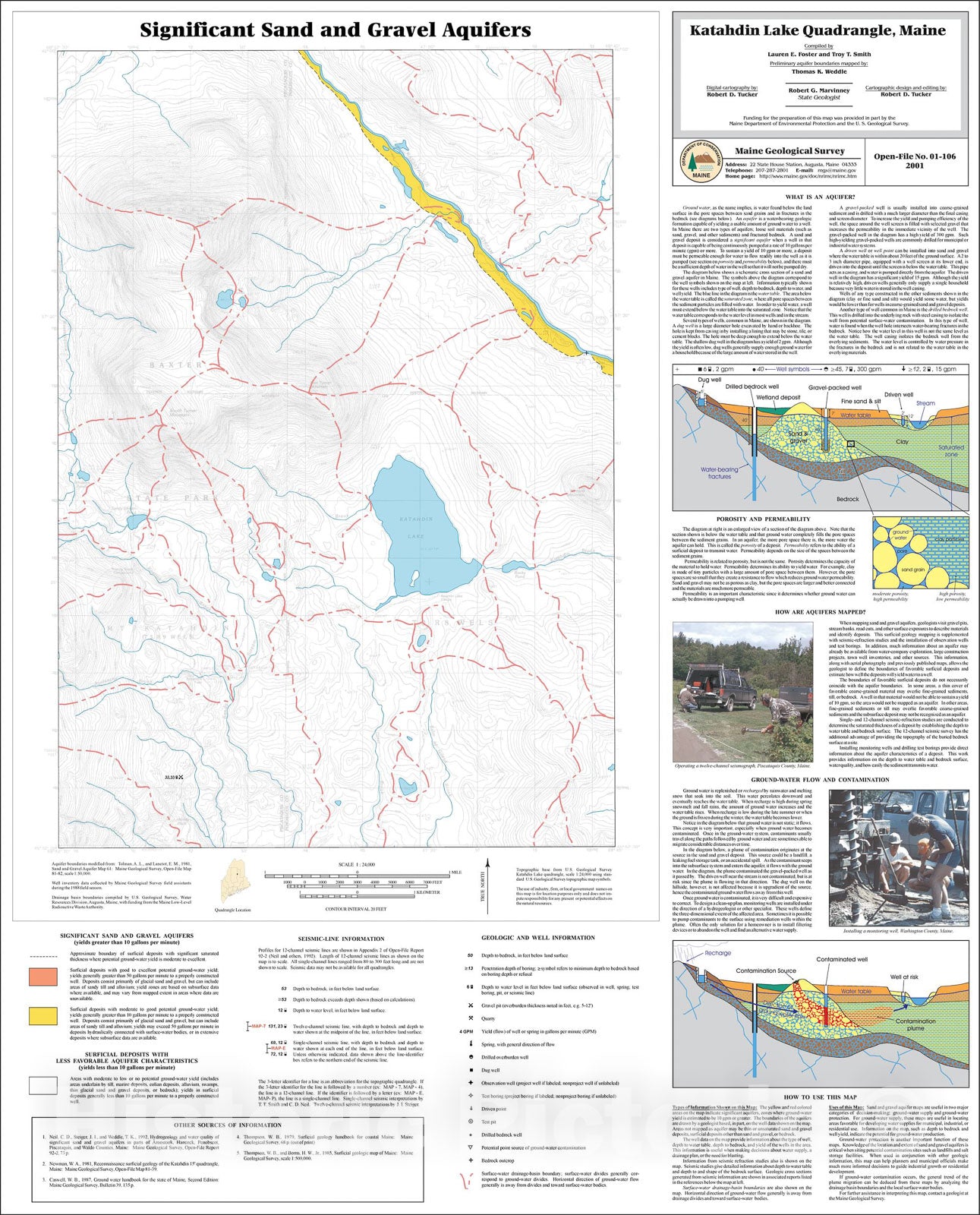 Map : Significant Sand and Gravel Aquifers in the Katahdin Lake Quadrangle, Maine, 2001 Cartography Wall Art :