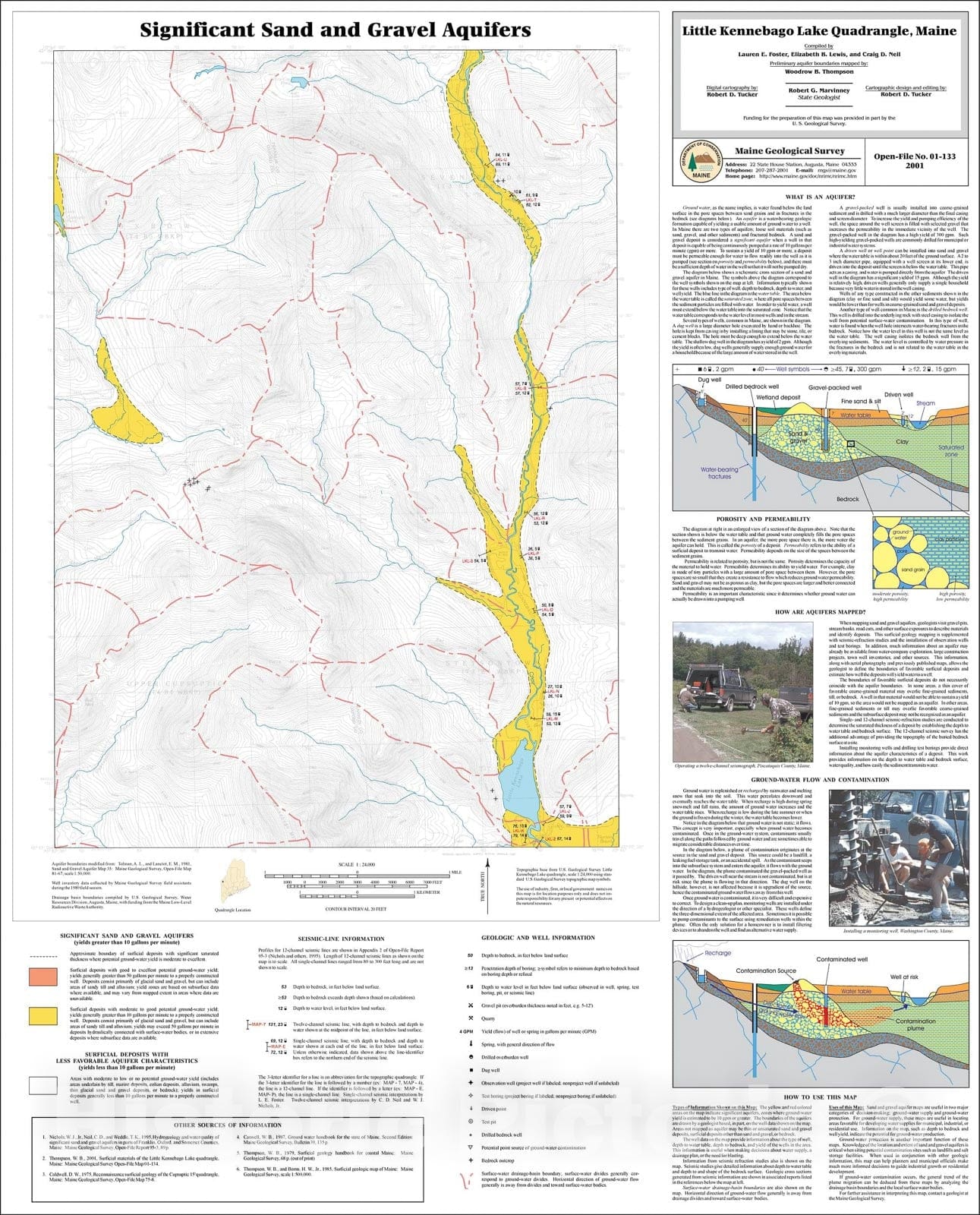 Map : Significant Sand and Gravel Aquifers in the Little Kennebago Lake Quadrangle, Maine, 2001 Cartography Wall Art :