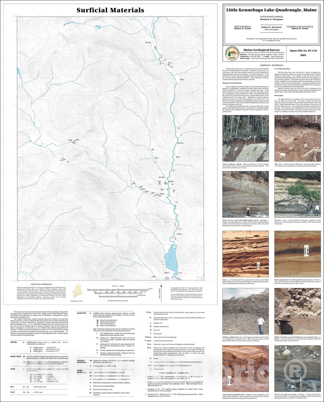 Map : Surficial Materials in the Little Kennebago Lake Quadrangle, Maine, 2001 Cartography Wall Art :