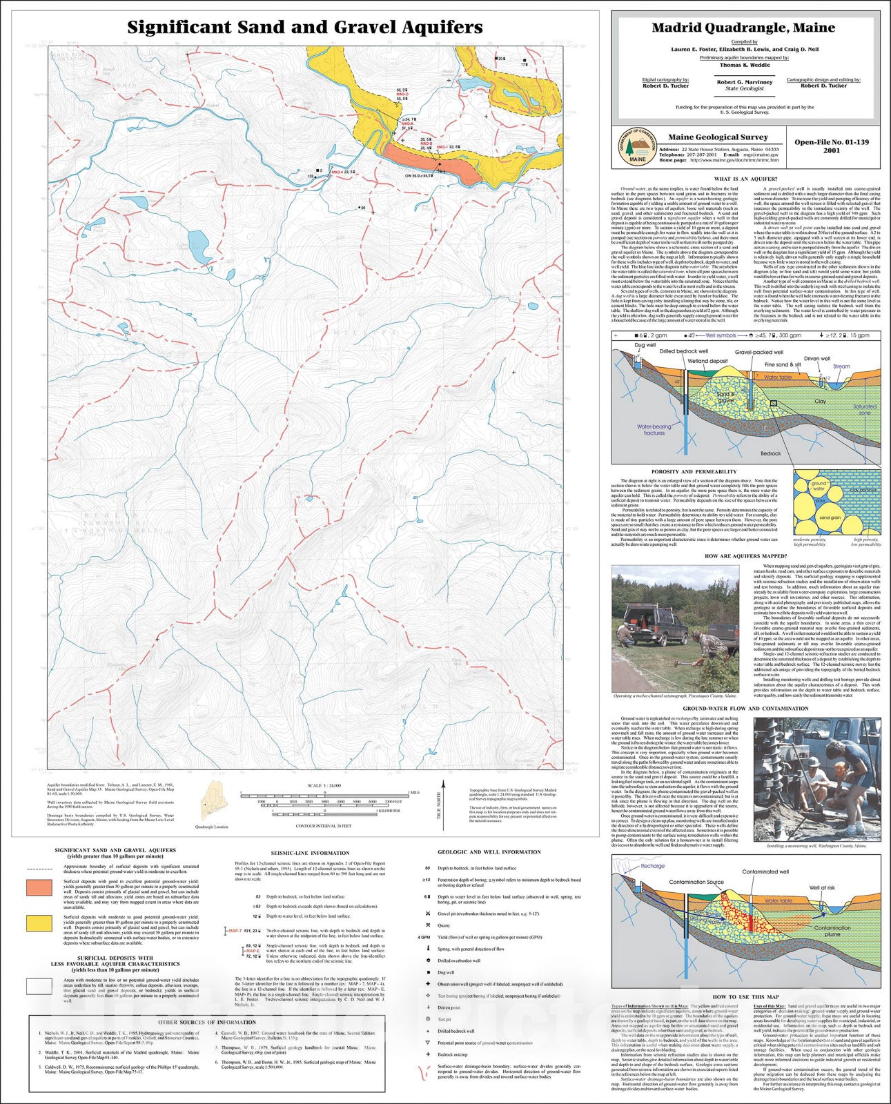 Map : Significant Sand and Gravel Aquifers in the Madrid Quadrangle, Maine, 2001 Cartography Wall Art :