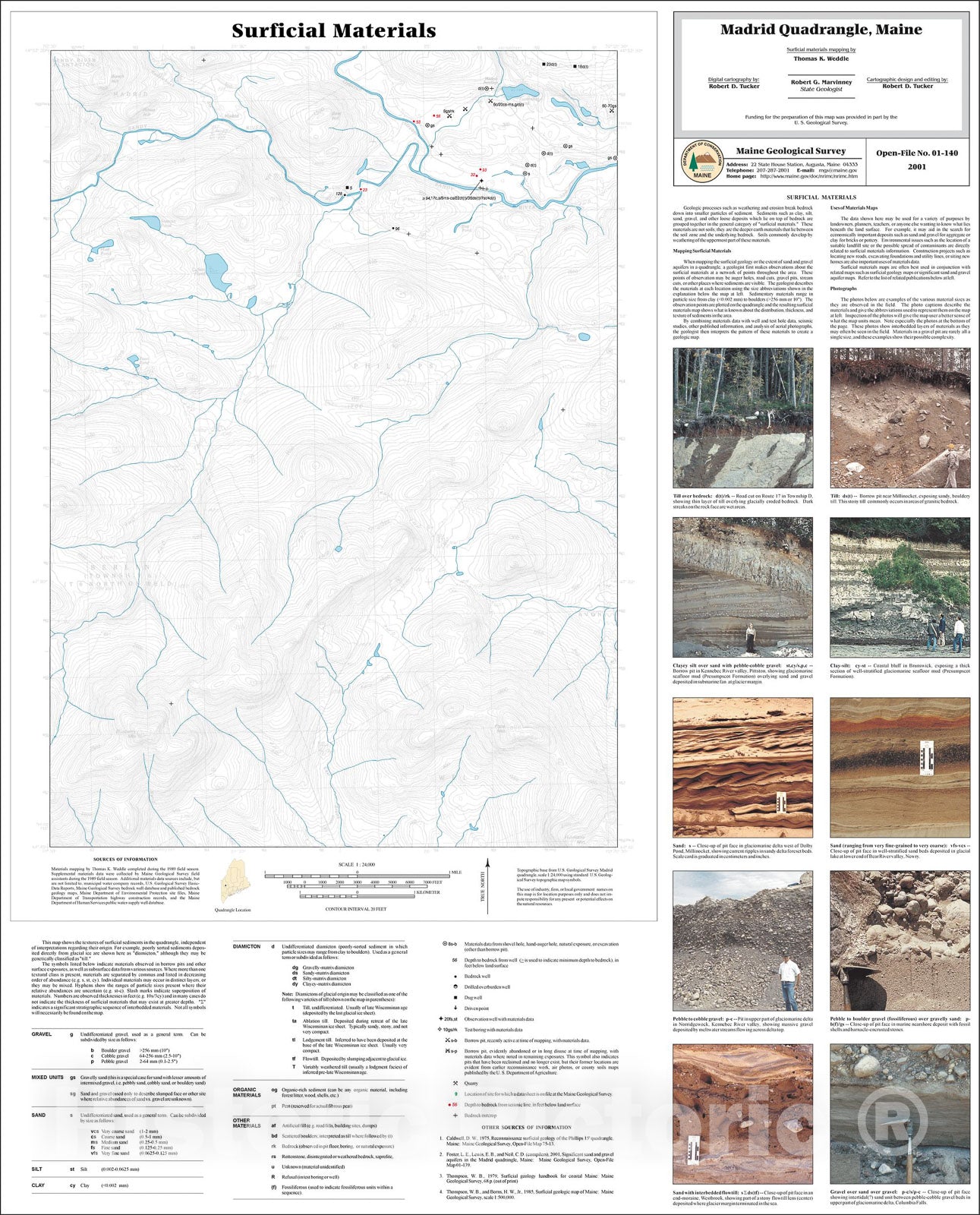 Map : Surficial Materials in the Madrid Quadrangle, Maine, 2001 Cartography Wall Art :