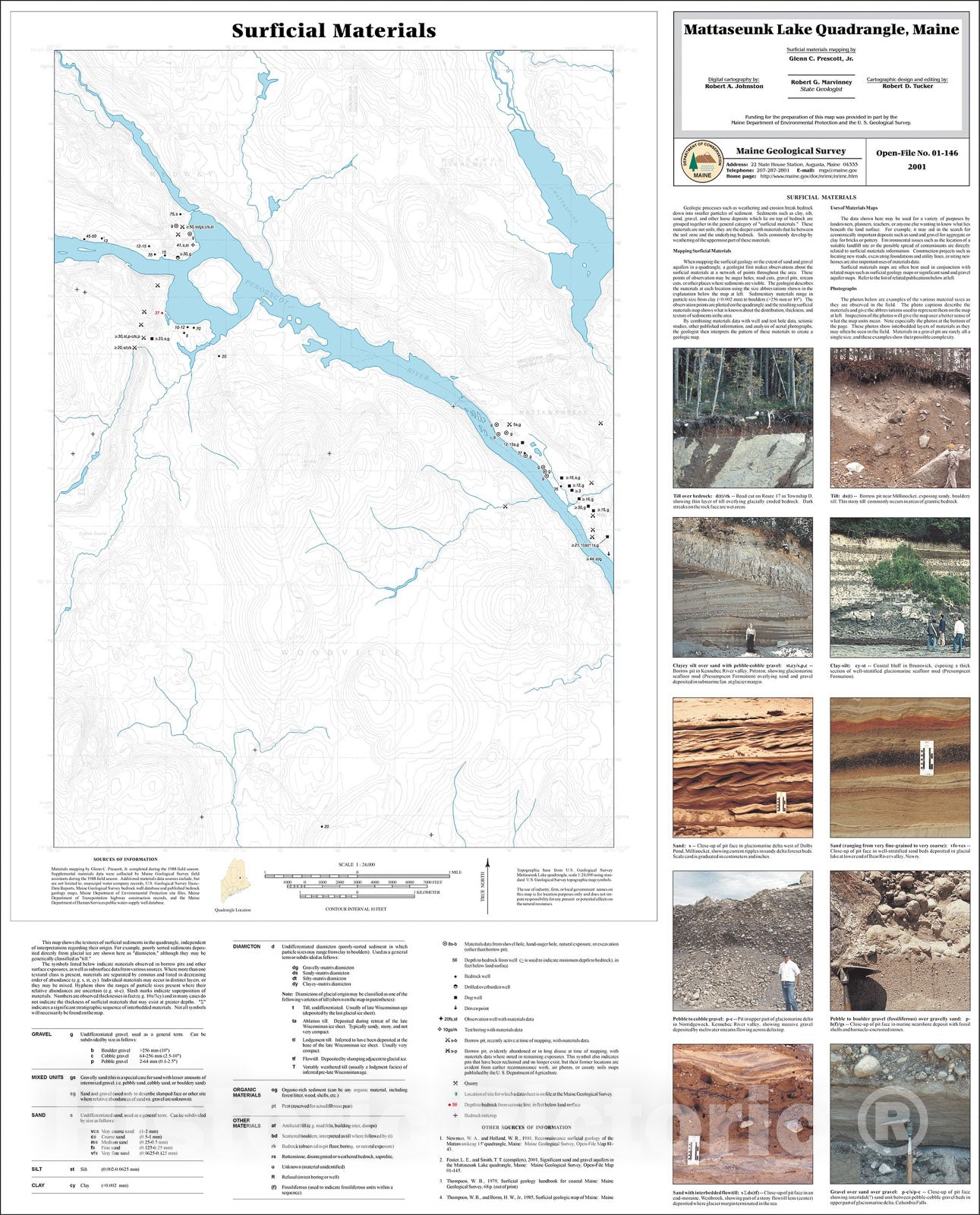 Map : Surficial Materials in the Mattaseunk Lake Quadrangle, Maine, 2001 Cartography Wall Art :