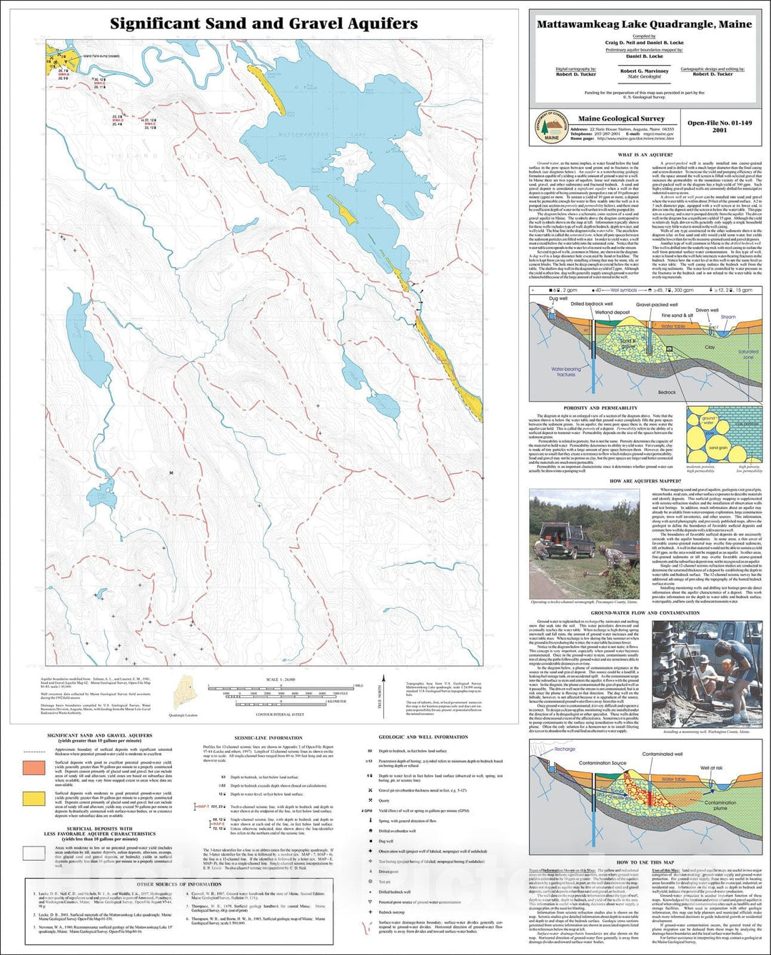 Map : Significant Sand and Gravel Aquifers in the Mattawamkeag Lake Quadrangle, Maine, 2001 Cartography Wall Art :