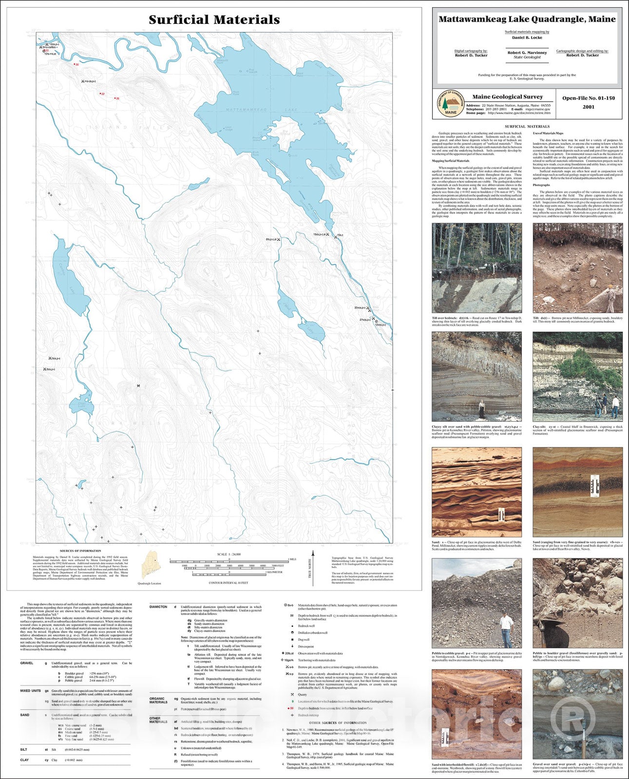 Map : Surficial Materials in the Mattawamkeag Lake Quadrangle, Maine, 2001 Cartography Wall Art :