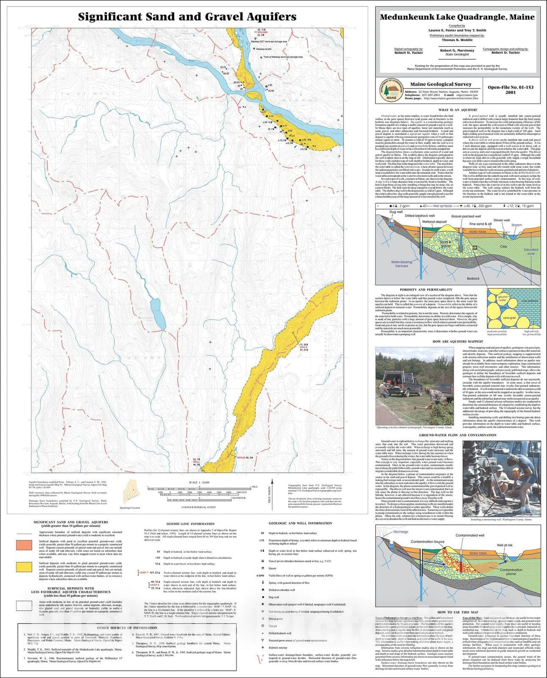 Map : Significant Sand and Gravel Aquifers in the Medunkeunk Lake Quadrangle, Maine, 2001 Cartography Wall Art :