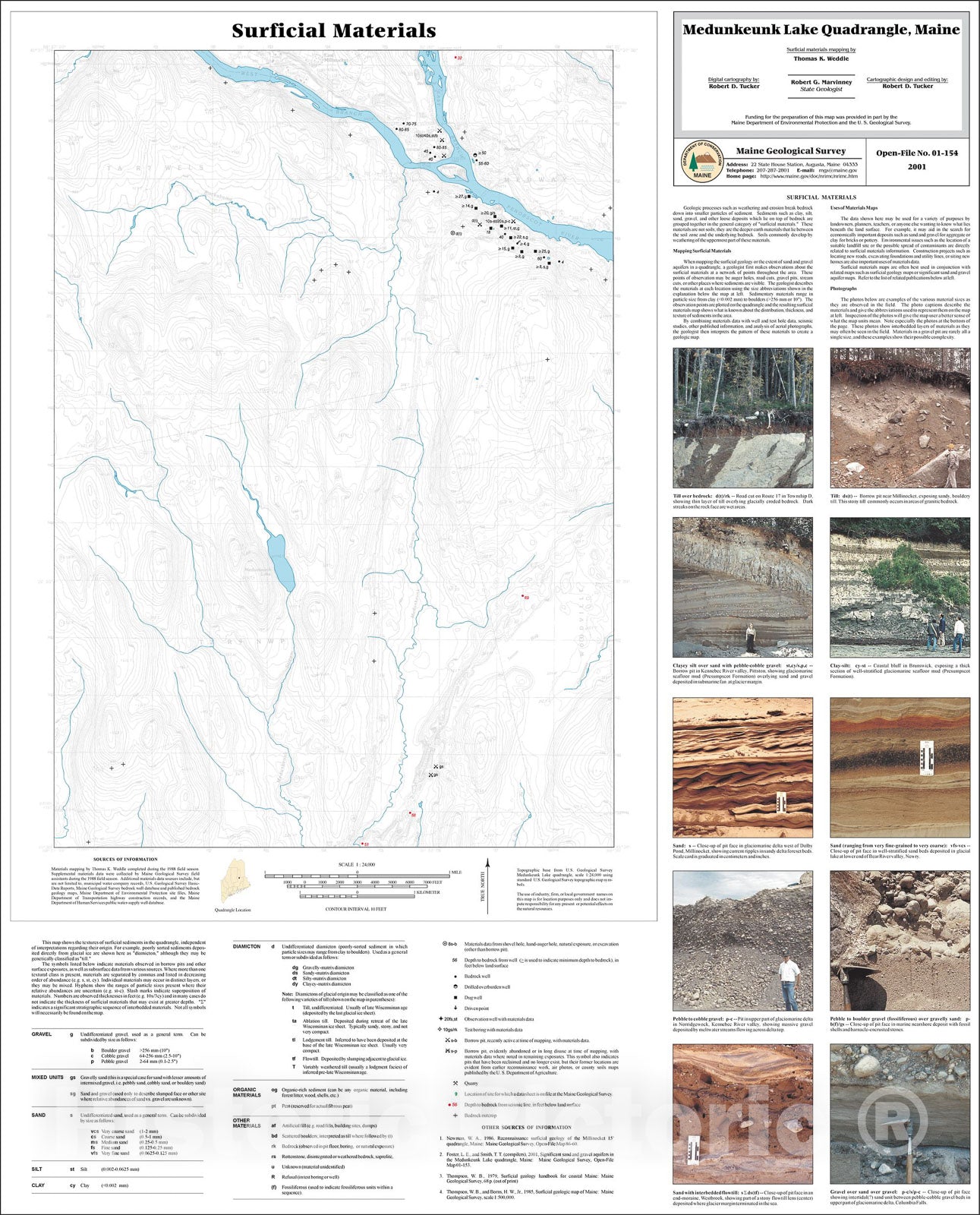 Map : Surficial Materials in the Medunkeunk Lake Quadrangle, Maine, 2001 Cartography Wall Art :