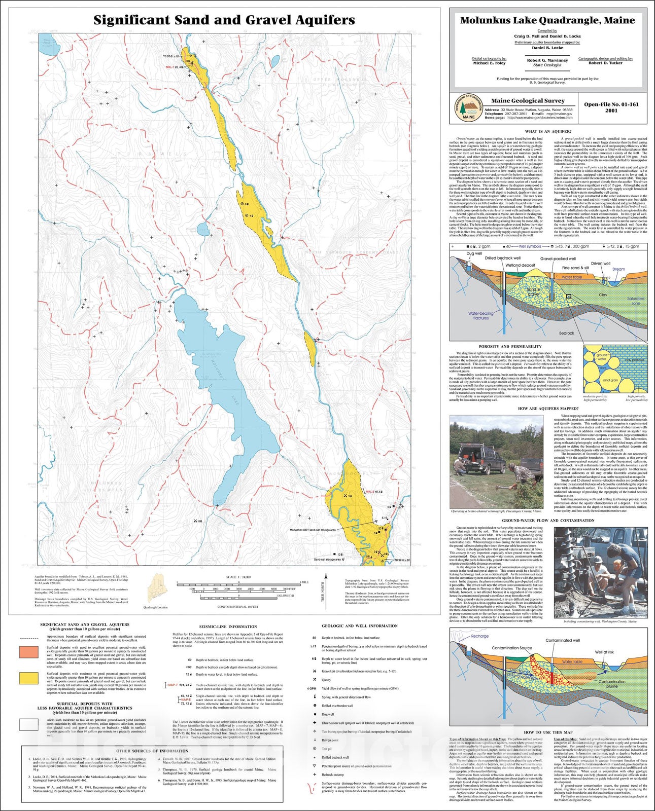 Map : Significant Sand and Gravel Aquifers in the Molunkus Lake Quadrangle, Maine, 2001 Cartography Wall Art :