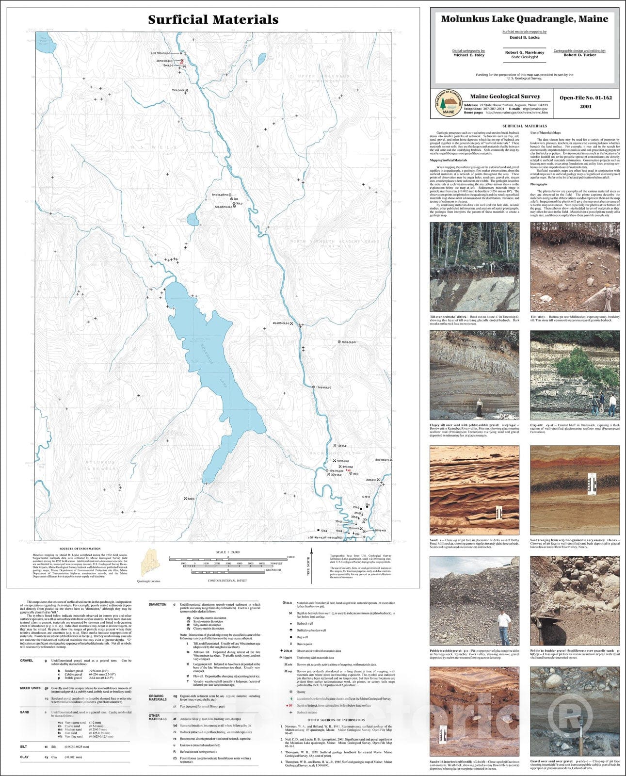 Map : Surficial Materials in the Molunkus Lake Quadrangle, Maine, 2001 Cartography Wall Art :