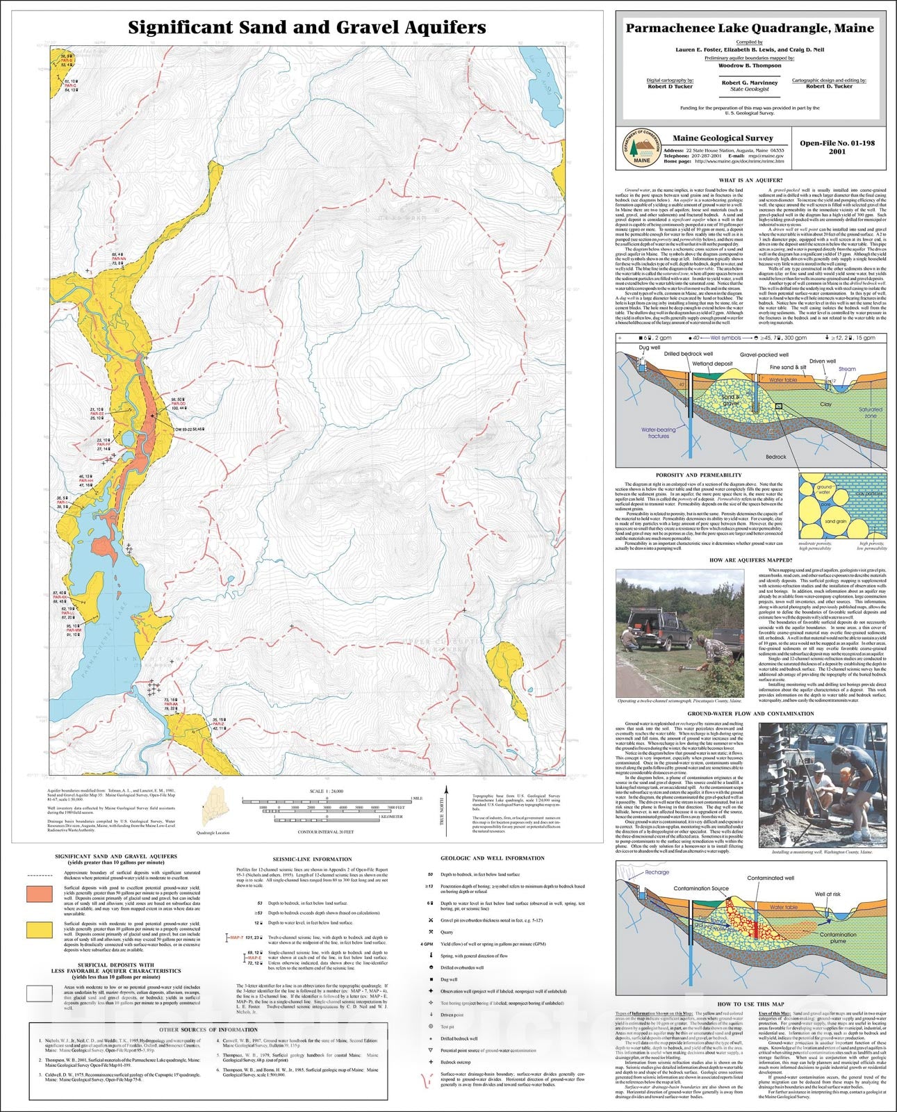 Map : Significant Sand and Gravel Aquifers in the Parmachenee Lake Quadrangle, Maine, 2001 Cartography Wall Art :