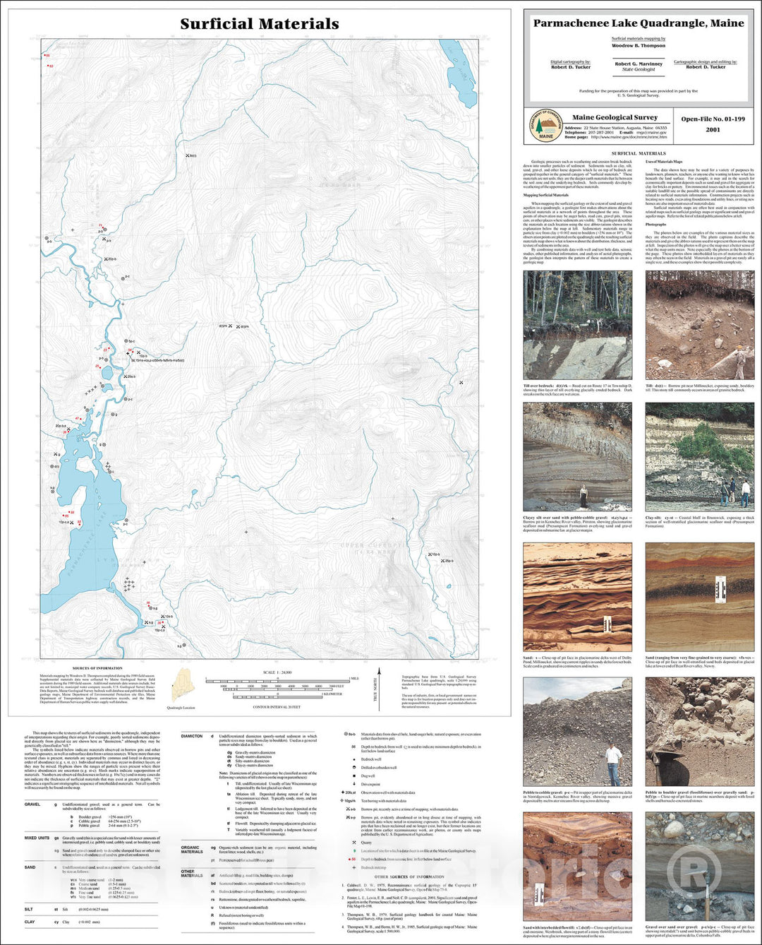 Map : Surficial Materials in the Parmachenee Lake Quadrangle, Maine, 2001 Cartography Wall Art :