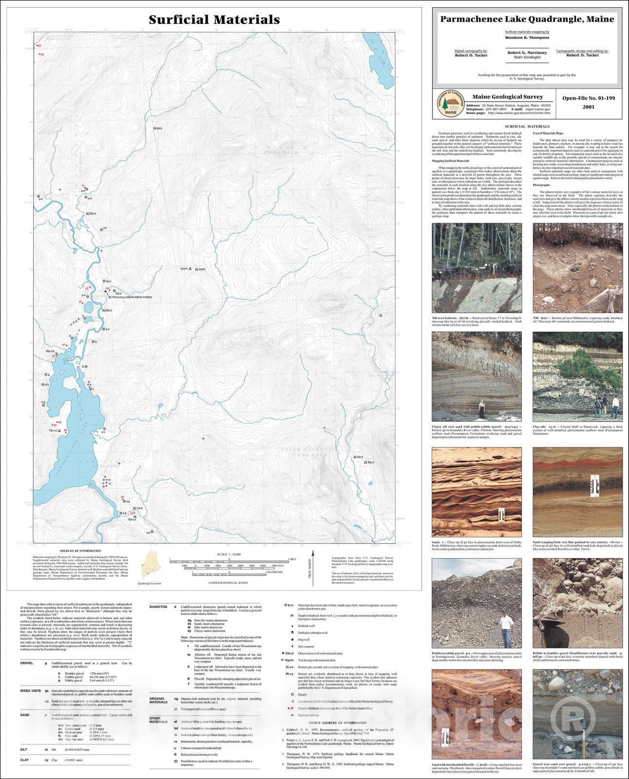 Map : Surficial Materials in the Parmachenee Lake Quadrangle, Maine, 2001 Cartography Wall Art :