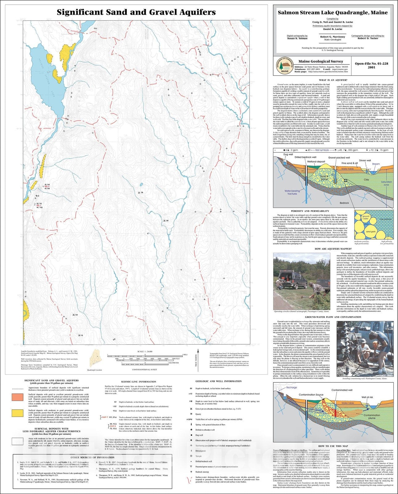 Map : Significant Sand and Gravel Aquifers in the Salmon Stream Lake Quadrangle, Maine, 2001 Cartography Wall Art :