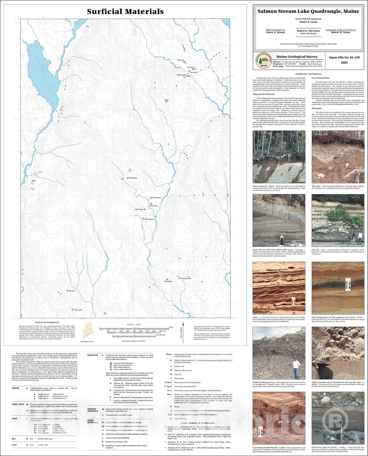 Map : Surficial Materials in the Salmon Stream Lake Quadrangle, Maine, 2001 Cartography Wall Art :