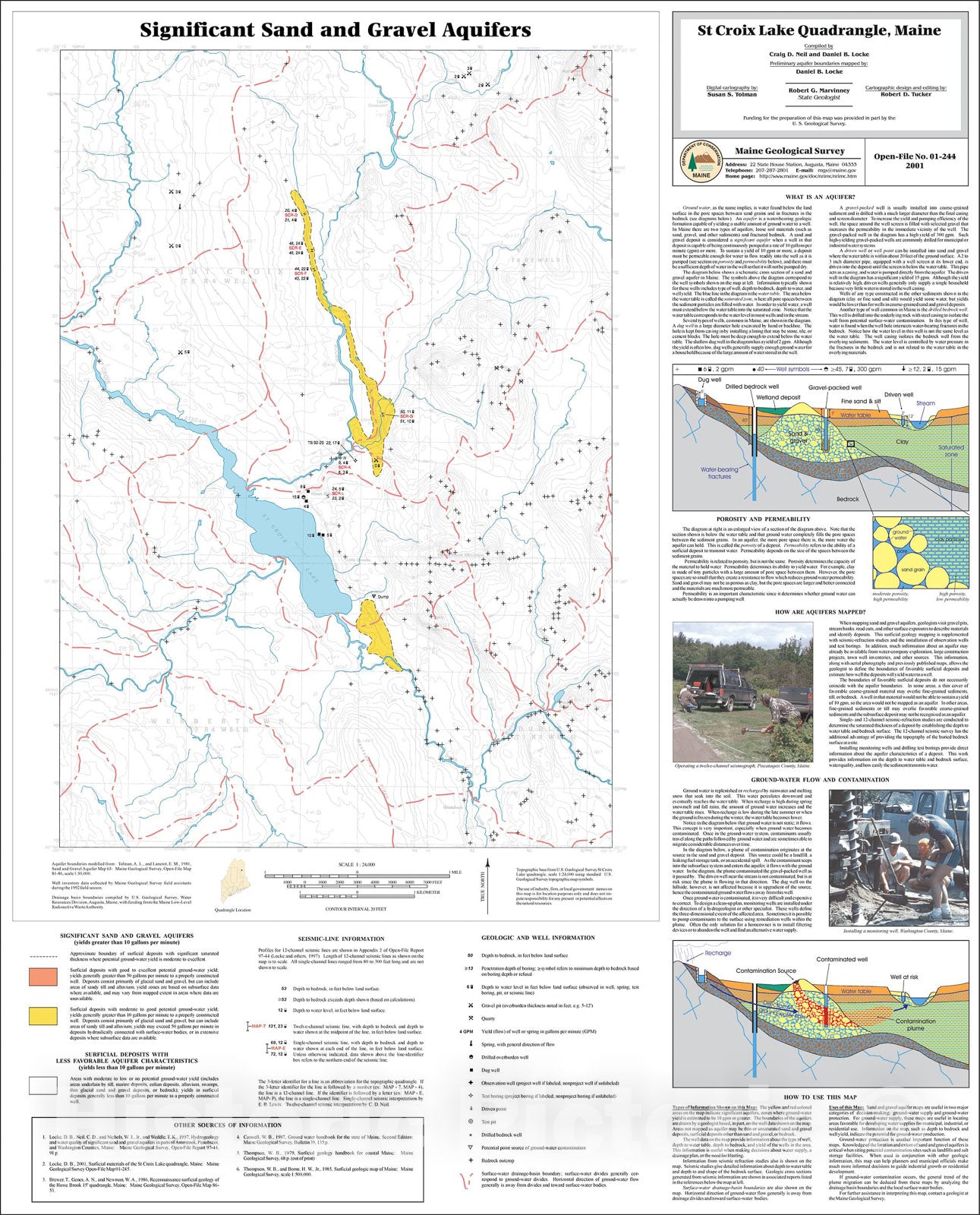 Map : Significant Sand and Gravel Aquifers in the St. Croix Lake Quadrangle, Maine, 2001 Cartography Wall Art :