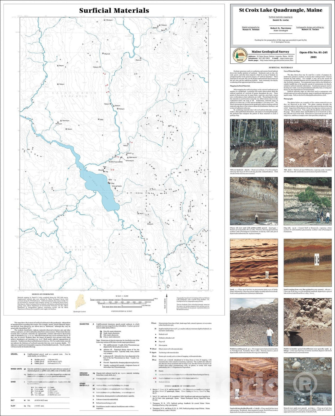 Map : Surficial Materials in the St. Croix Lake Quadrangle, Maine, 2001 Cartography Wall Art :