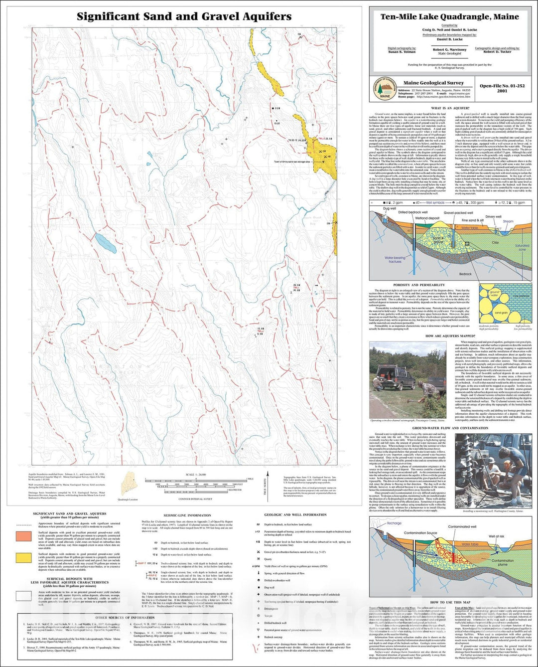 Map : Significant Sand and Gravel Aquifers in the Ten Mile Lake Quadrangle, Maine, 2001 Cartography Wall Art :