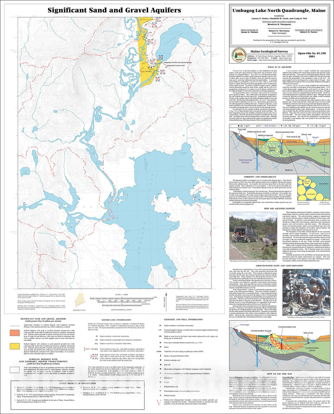 Map : Significant Sand and Gravel Aquifers in the Umbagog Lake North Quadrangle, Maine, 2001 Cartography Wall Art :