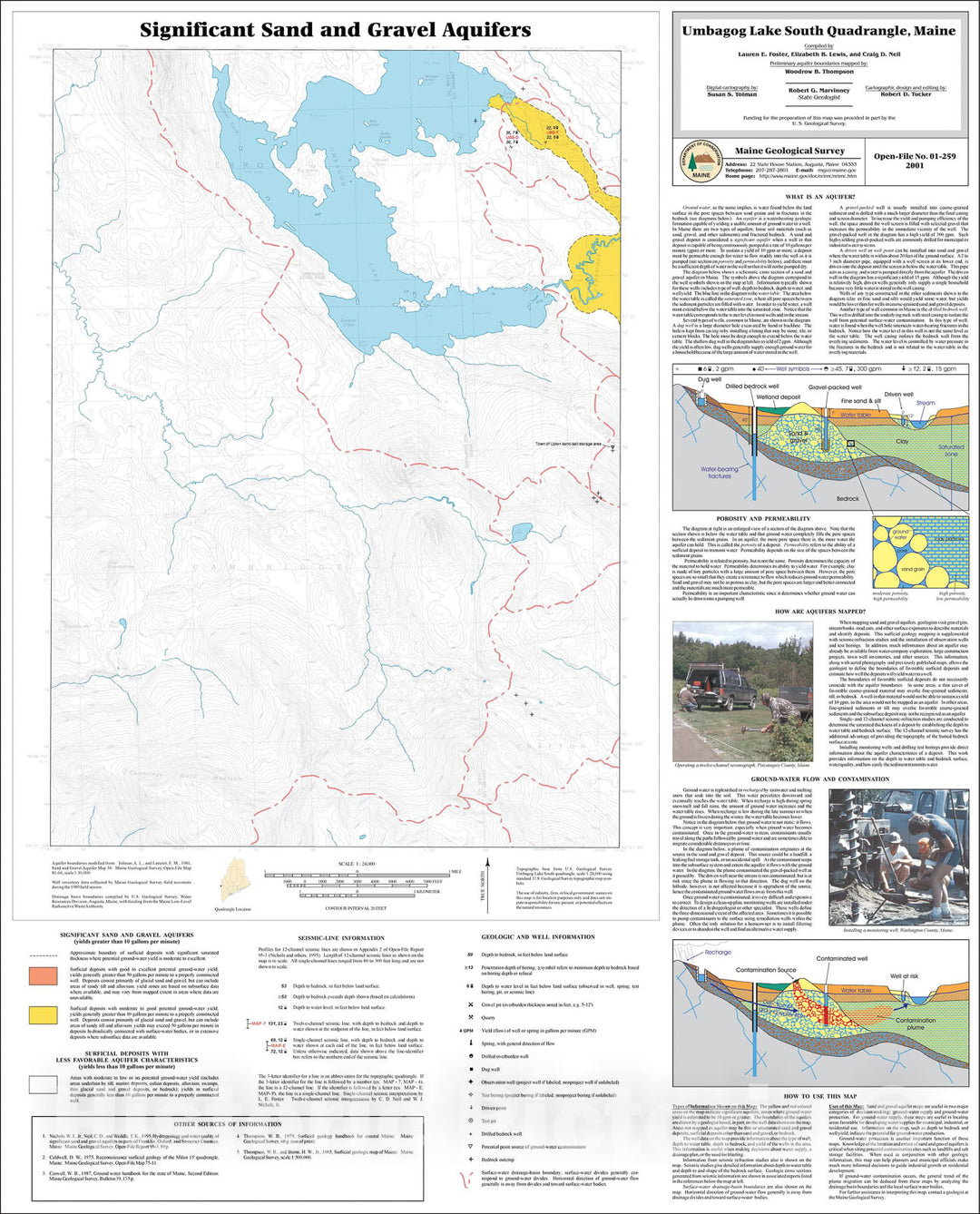 Map : Significant Sand and Gravel Aquifers in the Umbagog Lake South Quadrangle, Maine, 2001 Cartography Wall Art :