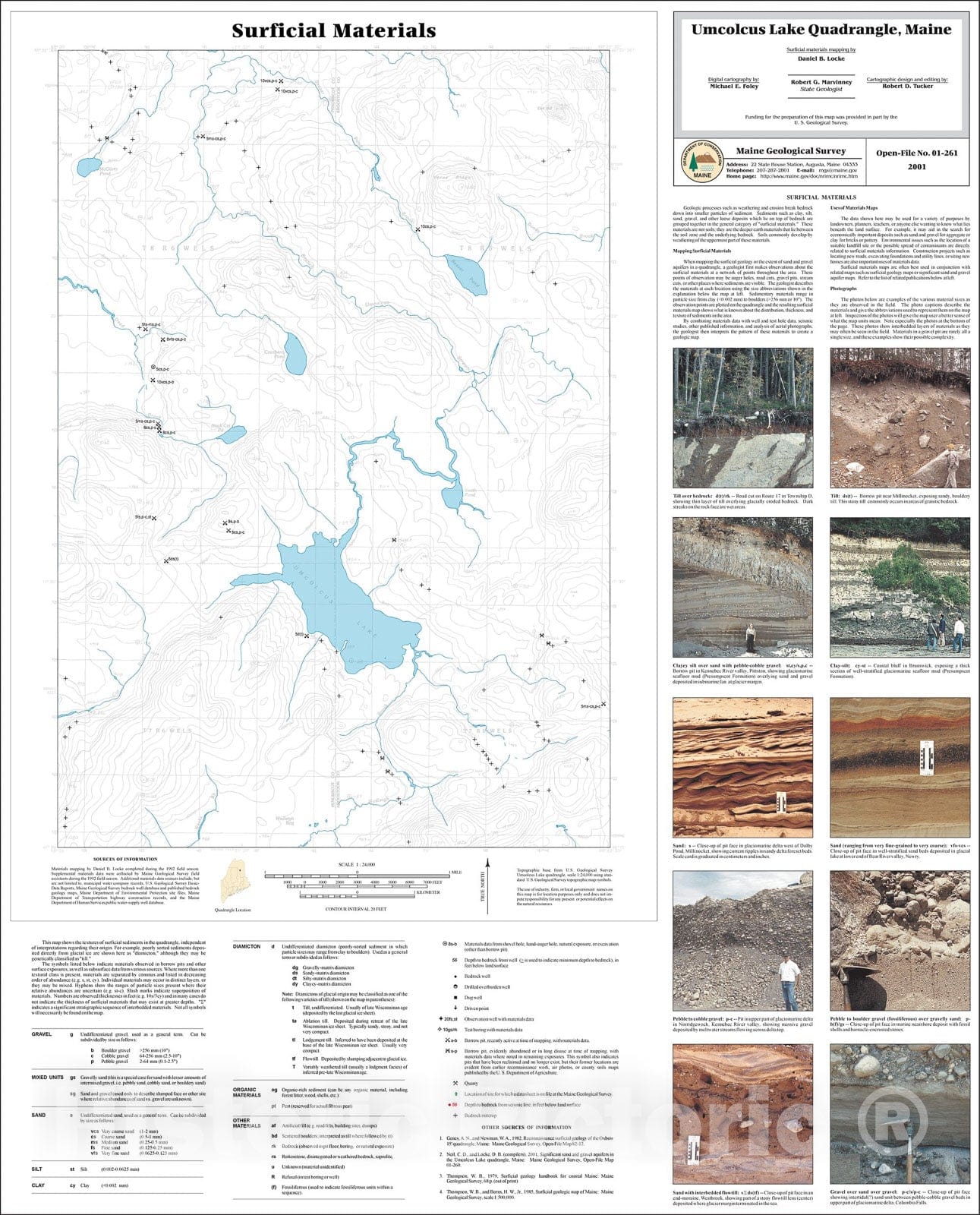 Map : Surficial Materials in the Umcolcus Lake Quadrangle, Maine, 2001 Cartography Wall Art :