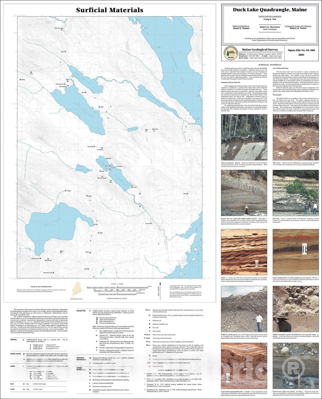 Map : Surficial Materials in the Duck Lake Quadrangle, Maine, 2001 Cartography Wall Art :