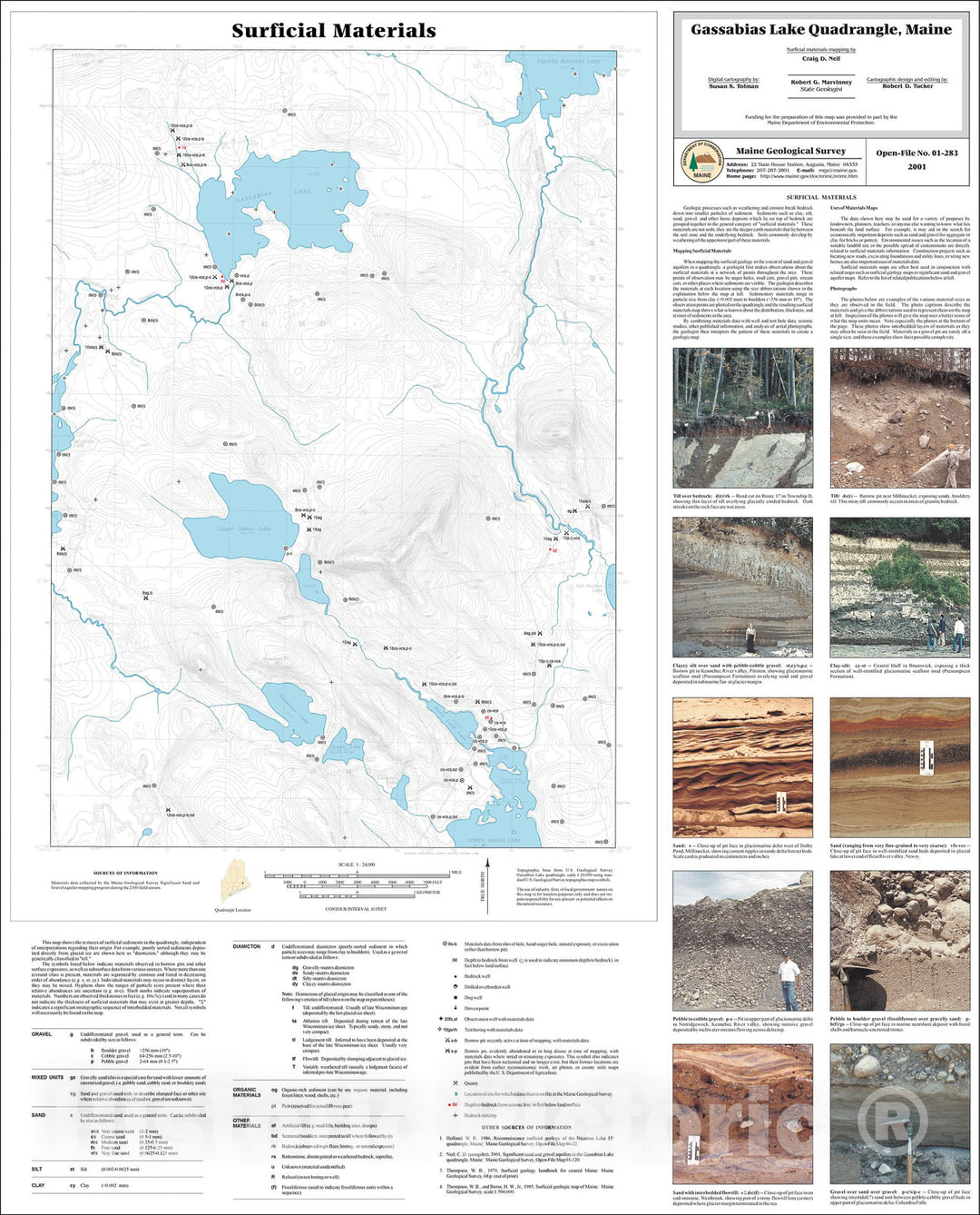 Map : Surficial Materials in the Gassabias Lake Quadrangle, Maine, 2001 Cartography Wall Art :