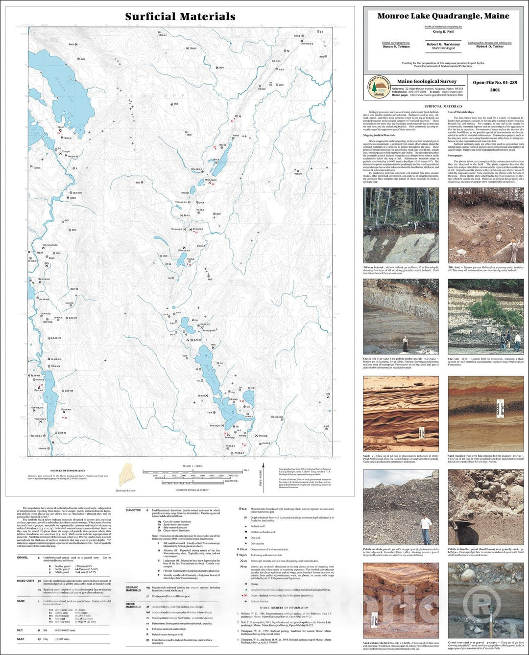 Map : Surficial Materials in the Monroe Lake Quadrangle, Maine, 2001 Cartography Wall Art :