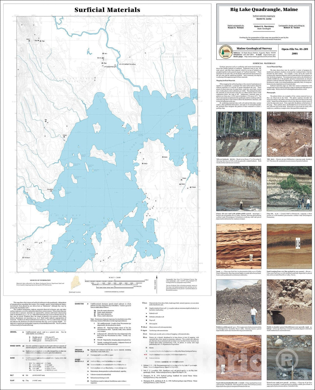 Map : Surficial Materials in the Big Lake Quadrangle, Maine, 2001 Cartography Wall Art :