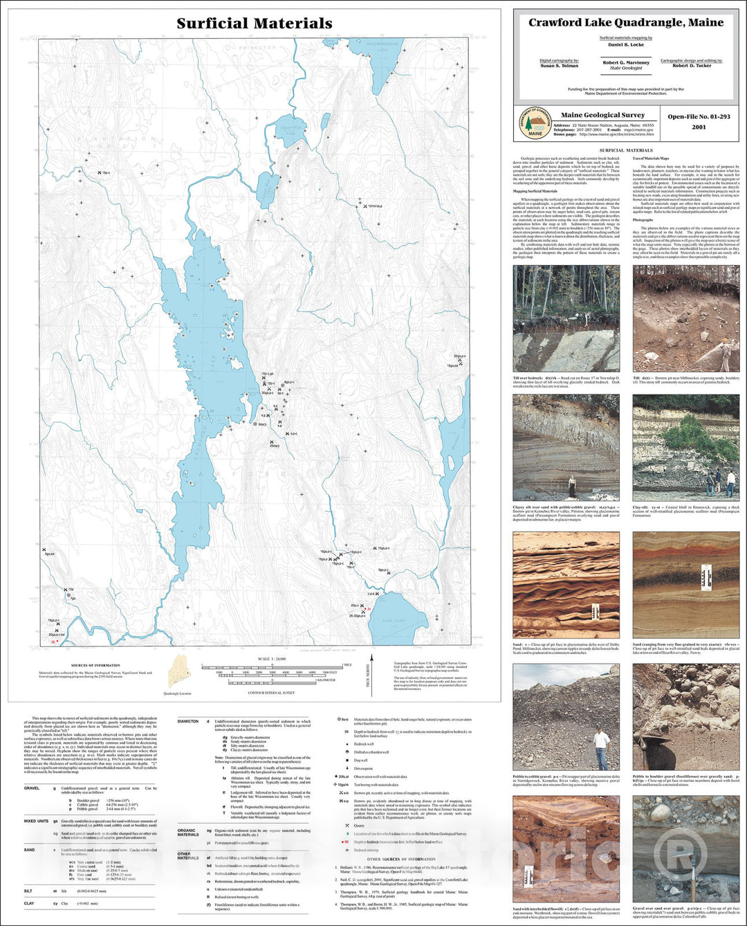 Map : Surficial Materials in the Crawford Lake Quadrangle, Maine, 2001 Cartography Wall Art :