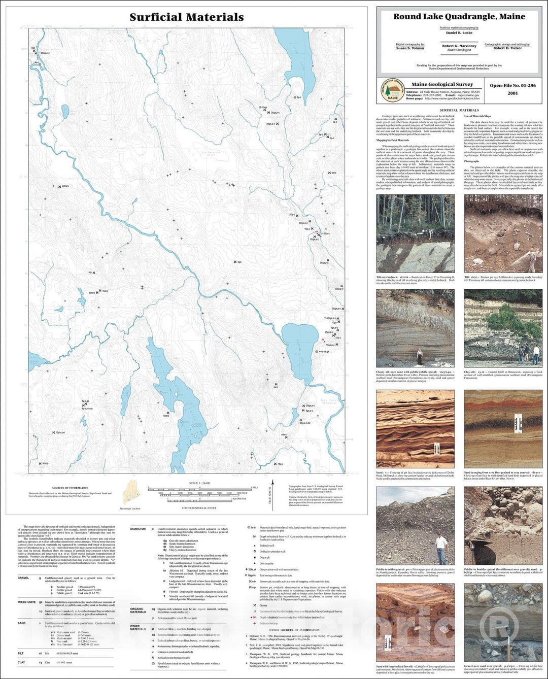 Map : Surficial Materials in the Round Lake Quadrangle, Maine, 2001 Cartography Wall Art :