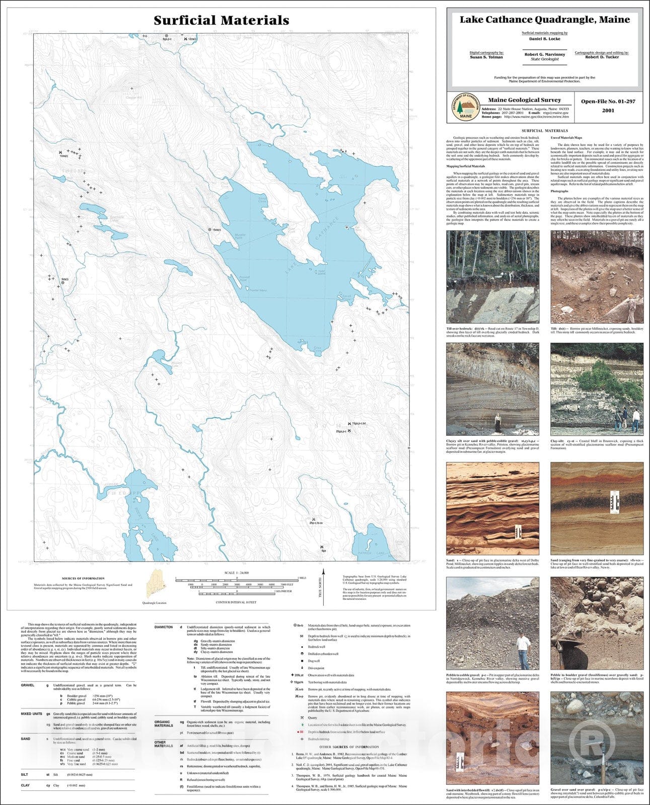 Map : Surficial Materials in the Lake Cathance Quadrangle, Maine, 2001 Cartography Wall Art :