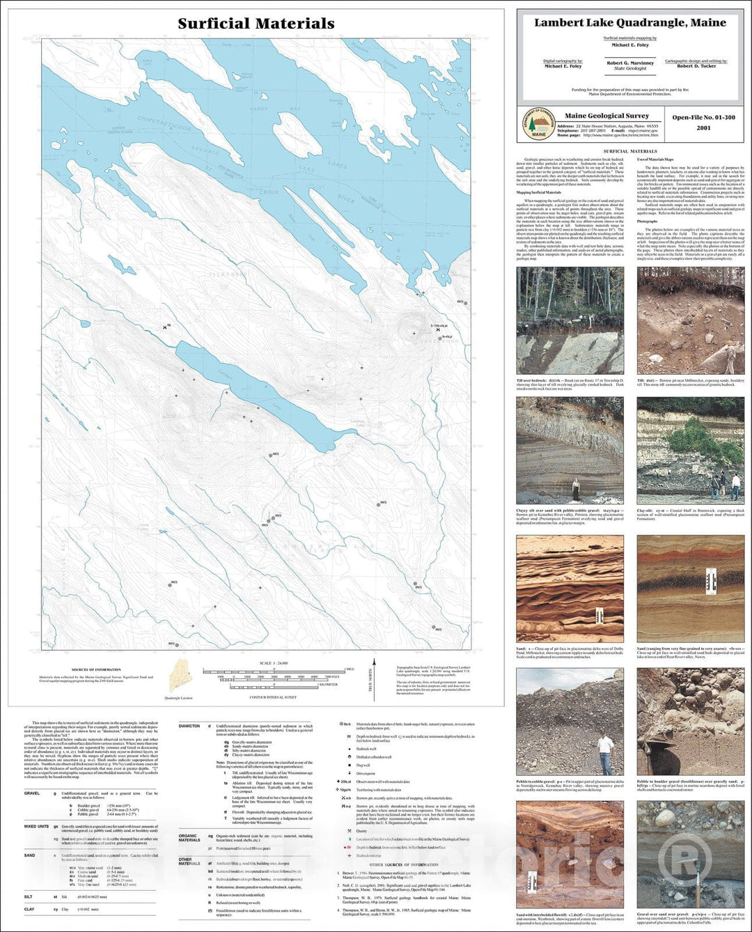 Map : Surficial Materials in the Lambert Lake Quadrangle, Maine, 2001 Cartography Wall Art :