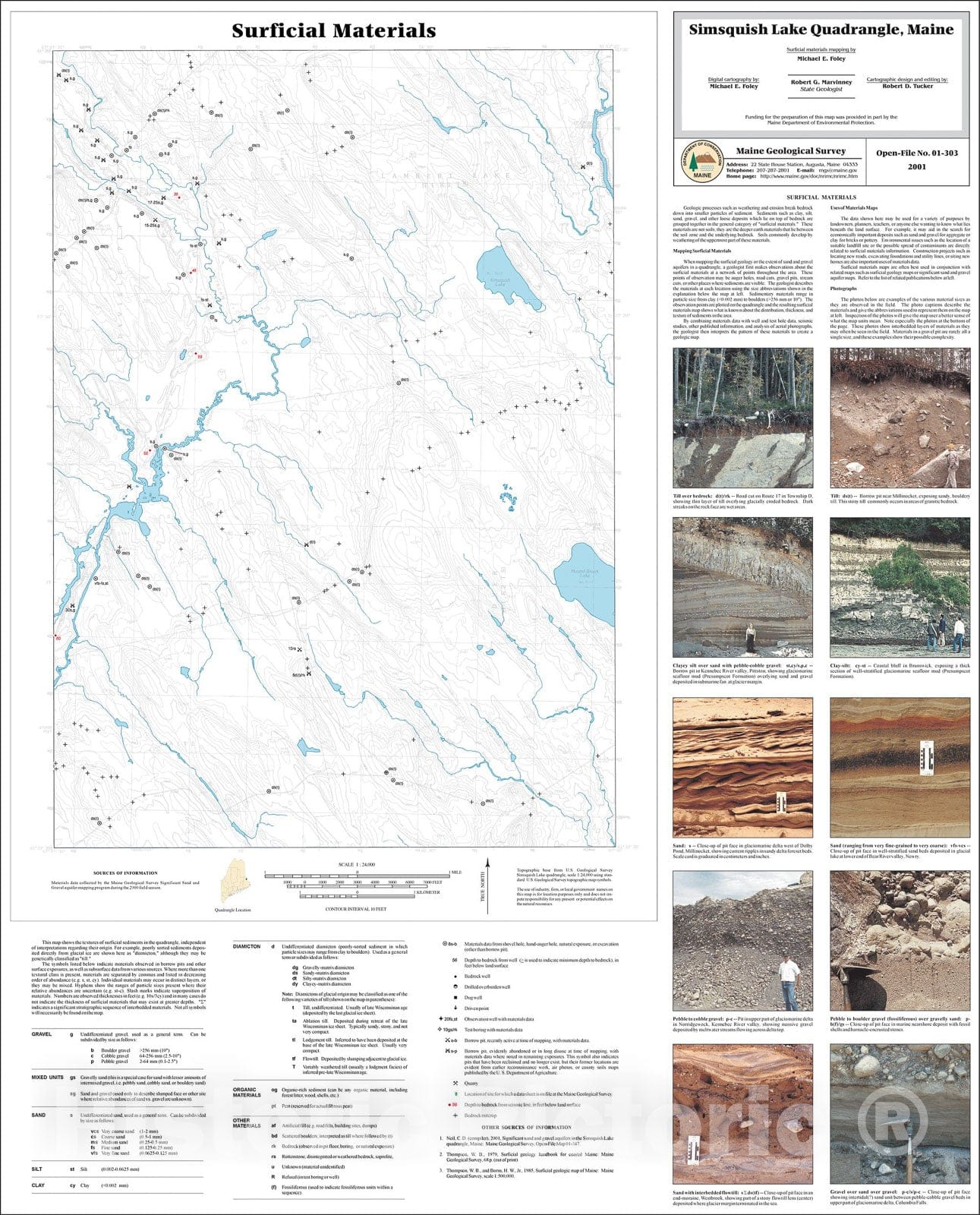 Map : Surficial Materials in the Simsquish Lake Quadrangle, Maine, 2001 Cartography Wall Art :