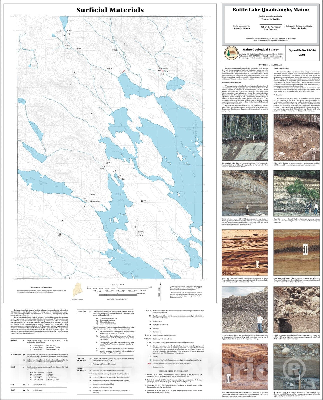 Map : Surficial Materials in the Bottle Lake Quadrangle, Maine, 2001 Cartography Wall Art :