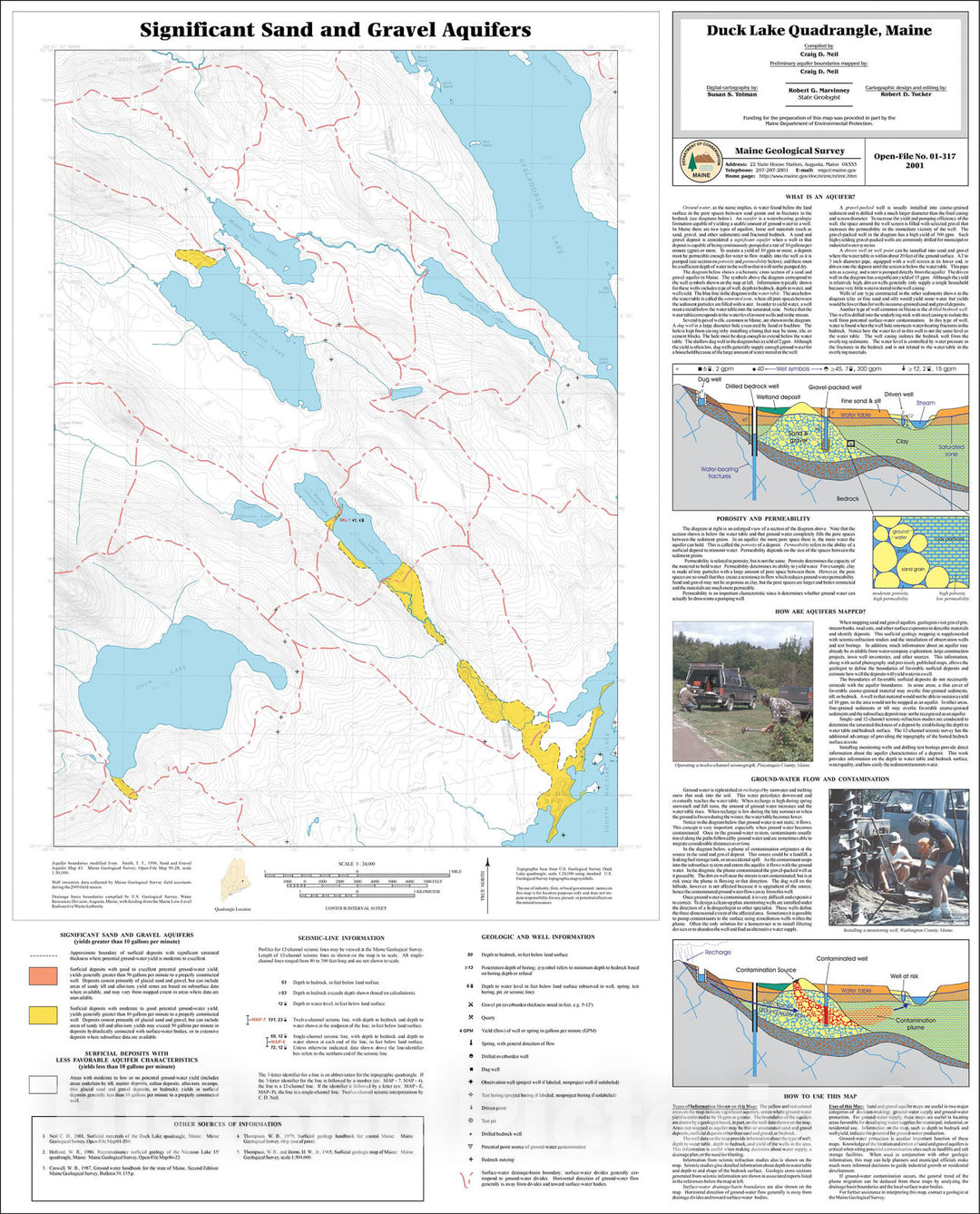 Map : Significant Sand and Gravel Aquifers in the Duck Lake Quadrangle, Maine, 2001 Cartography Wall Art :