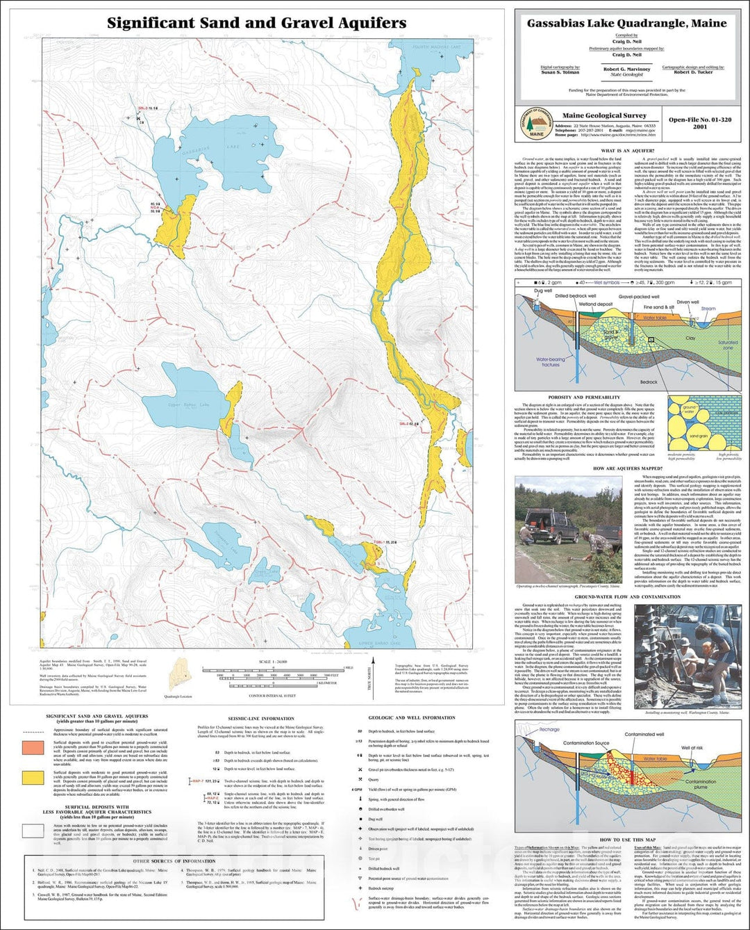 Map : Significant Sand and Gravel Aquifers in the Gassabias Lake Quadrangle, Maine, 2001 Cartography Wall Art :