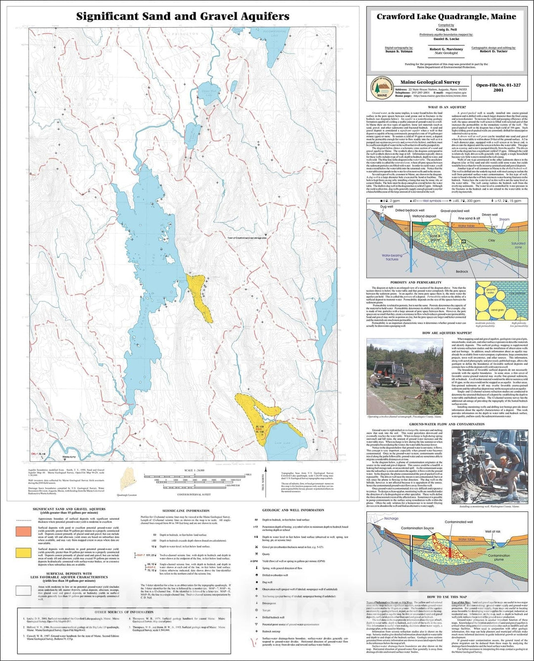 Map : Significant Sand and Gravel Aquifers in the Crawford Lake Quadrangle, Maine, 2001 Cartography Wall Art :