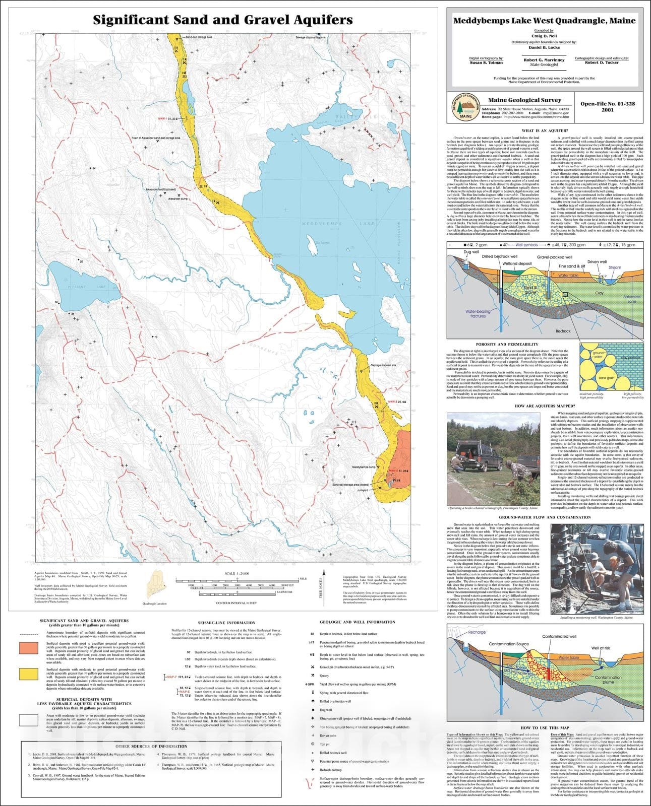 Map : Significant Sand and Gravel Aquifers in the Meddybemps Lake West Quadrangle, Maine, 2001 Cartography Wall Art :