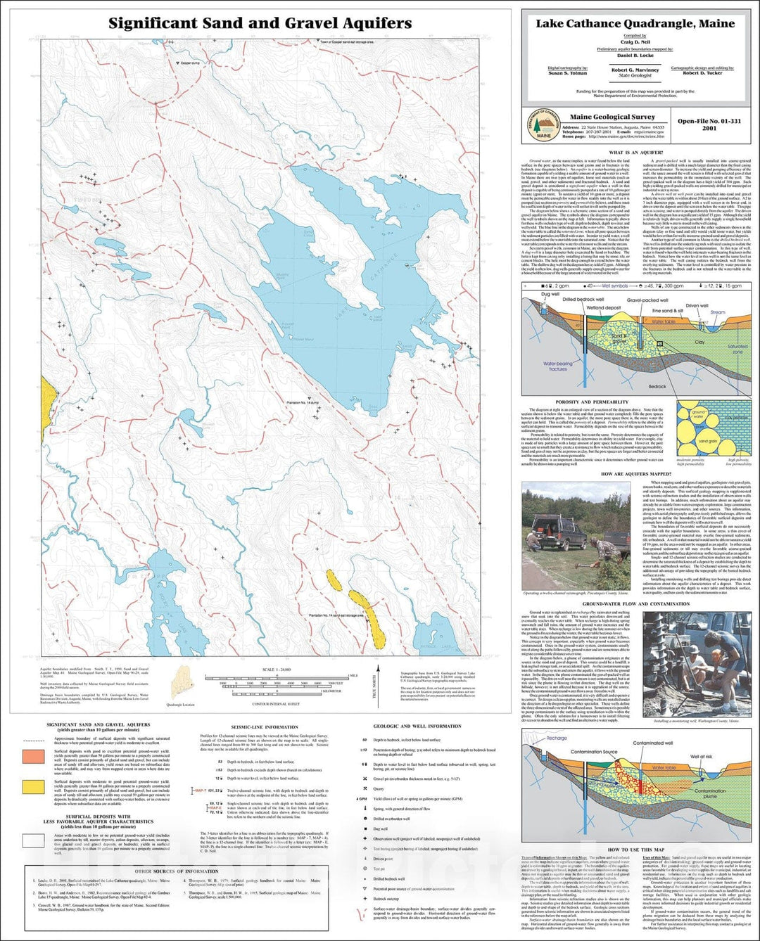 Map : Significant Sand and Gravel Aquifers in the Lake Cathance Quadrangle, Maine, 2001 Cartography Wall Art :