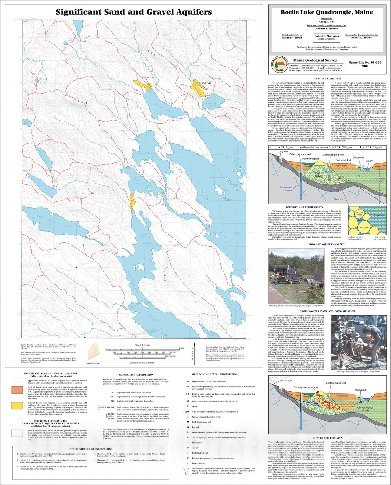 Map : Significant Sand and Gravel Aquifers in the Bottle Lake Quadrangle, Maine, 2001 Cartography Wall Art :