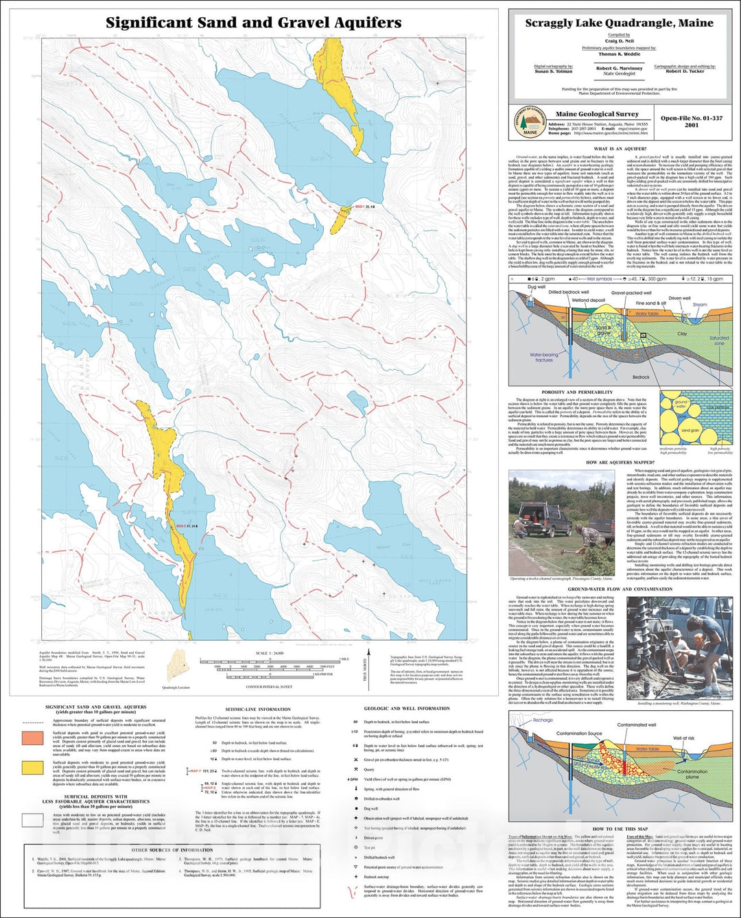 Map : Significant Sand and Gravel Aquifers in the Scraggly Lake Quadrangle, Maine, 2001 Cartography Wall Art :