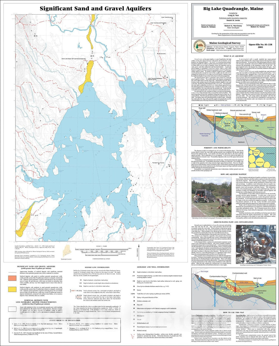 Map : Significant Sand and Gravel Aquifers in the Big Lake Quadrangle, Maine, 2001 Cartography Wall Art :