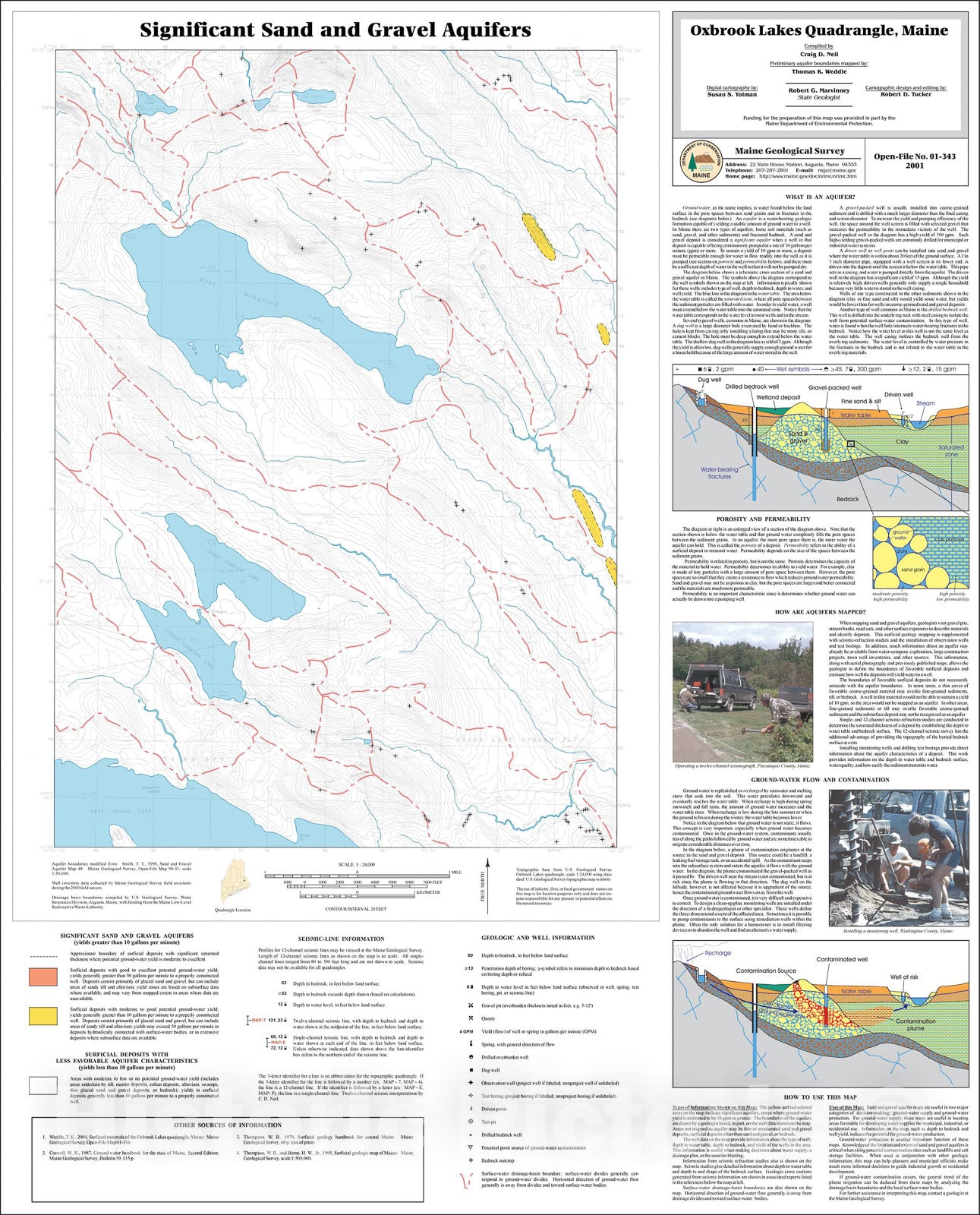 Map : Significant Sand and Gravel Aquifers in the Oxbrook Lakes Quadrangle, Maine, 2001 Cartography Wall Art :