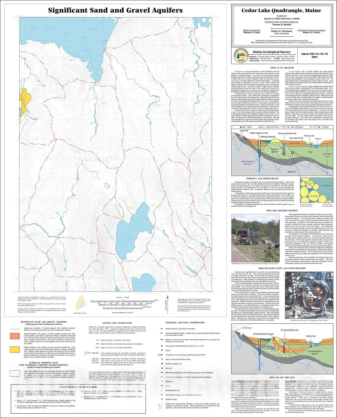 Map : Significant Sand and Gravel Aquifers in the Cedar Lake Quadrangle, Maine, 2001 Cartography Wall Art :