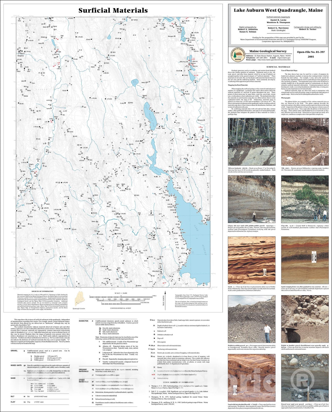 Map : Surficial Materials in the Lake Auburn West Quadrangle, Maine, 2001 Cartography Wall Art :