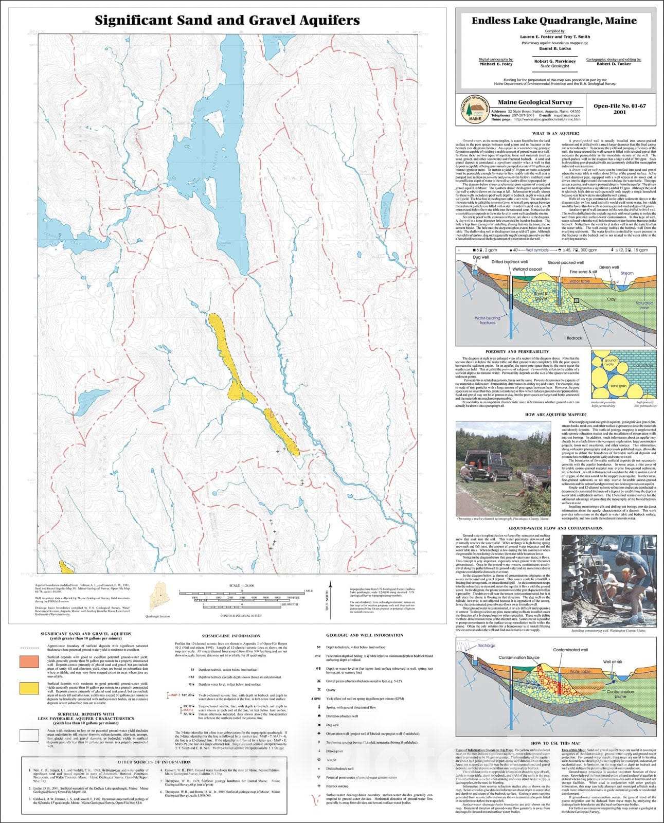 Map : Significant Sand and Gravel Aquifers in the Endless Lake Quadrangle, Maine, 2001 Cartography Wall Art :