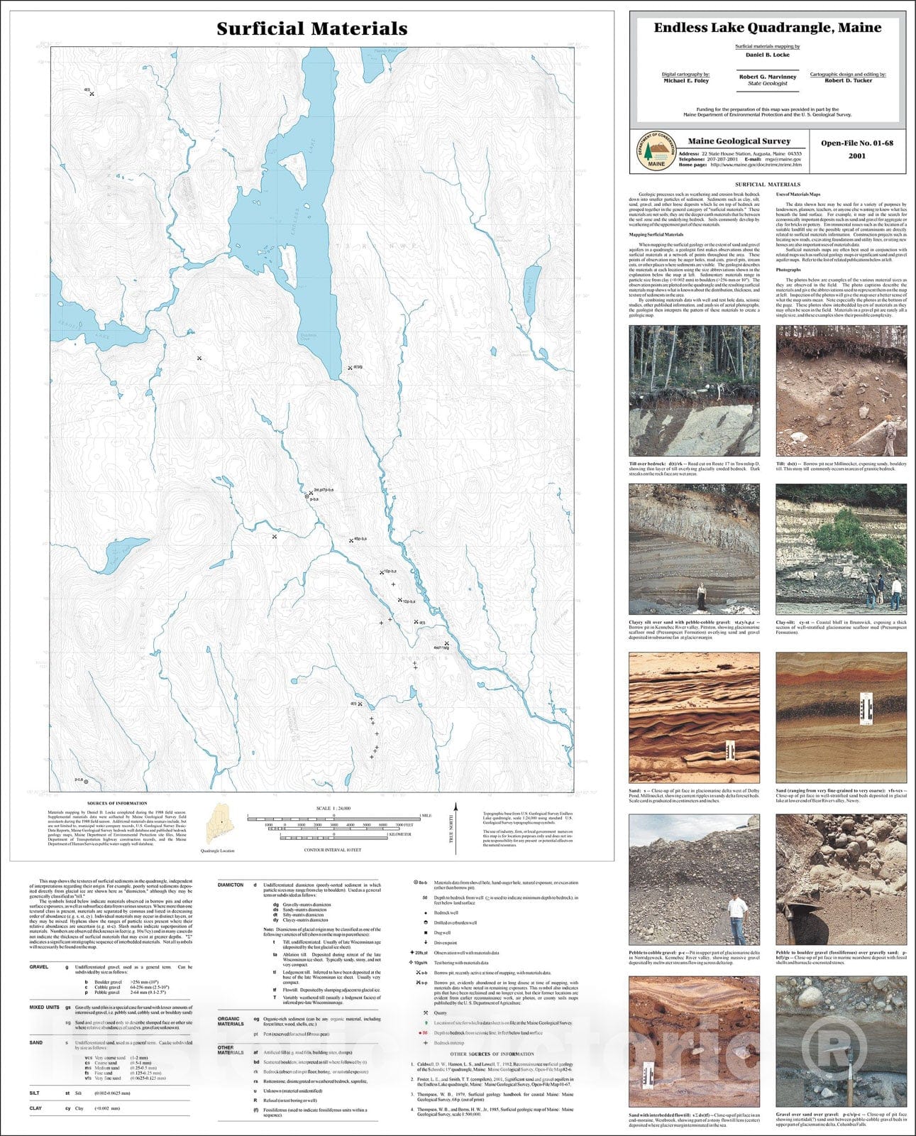 Map : Surficial Materials in the Endless Lake Quadrangle, Maine, 2001 Cartography Wall Art :