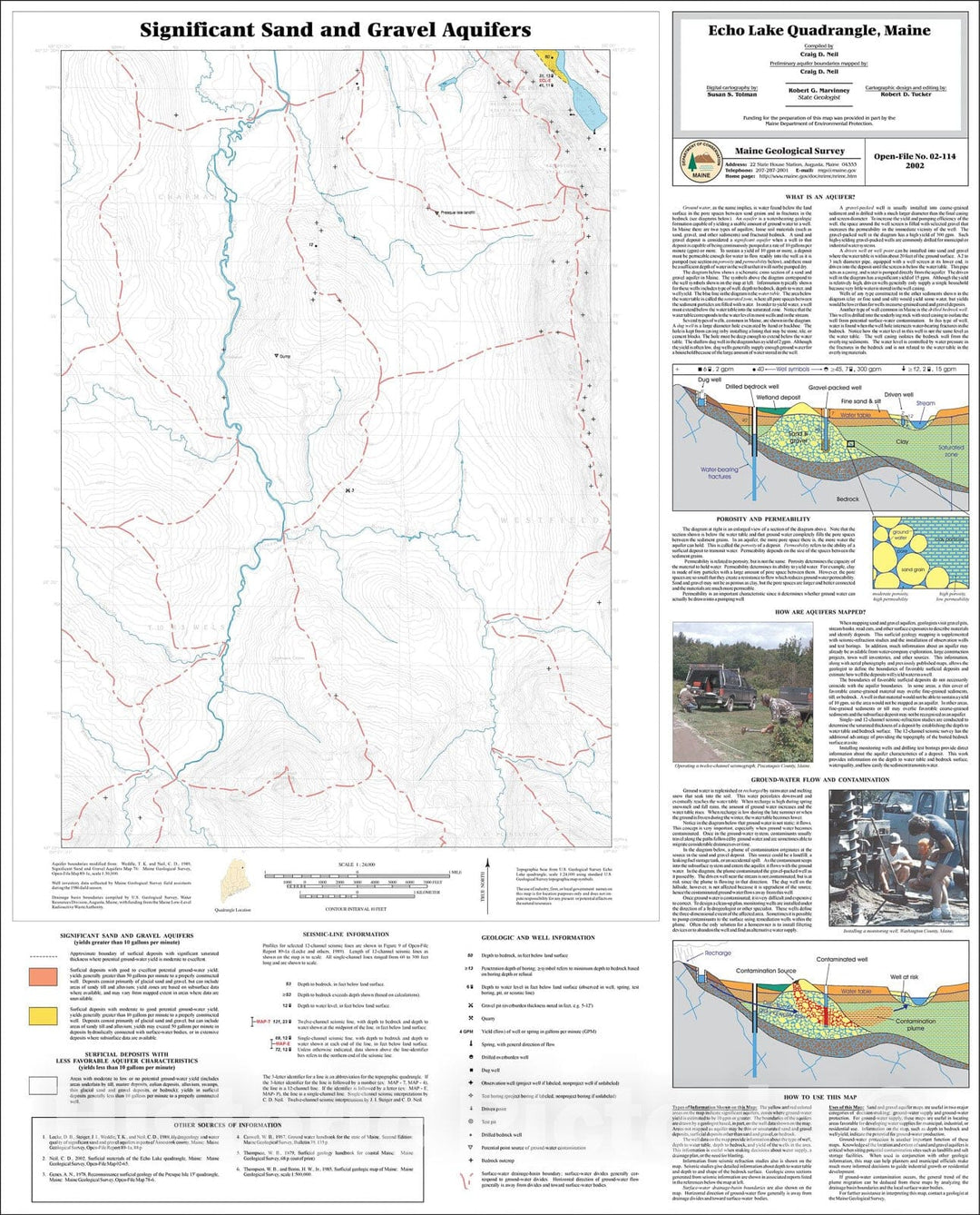 Map : Significant Sand and Gravel Aquifers in the Echo Lake Quadrangle, Maine, 2002 Cartography Wall Art :