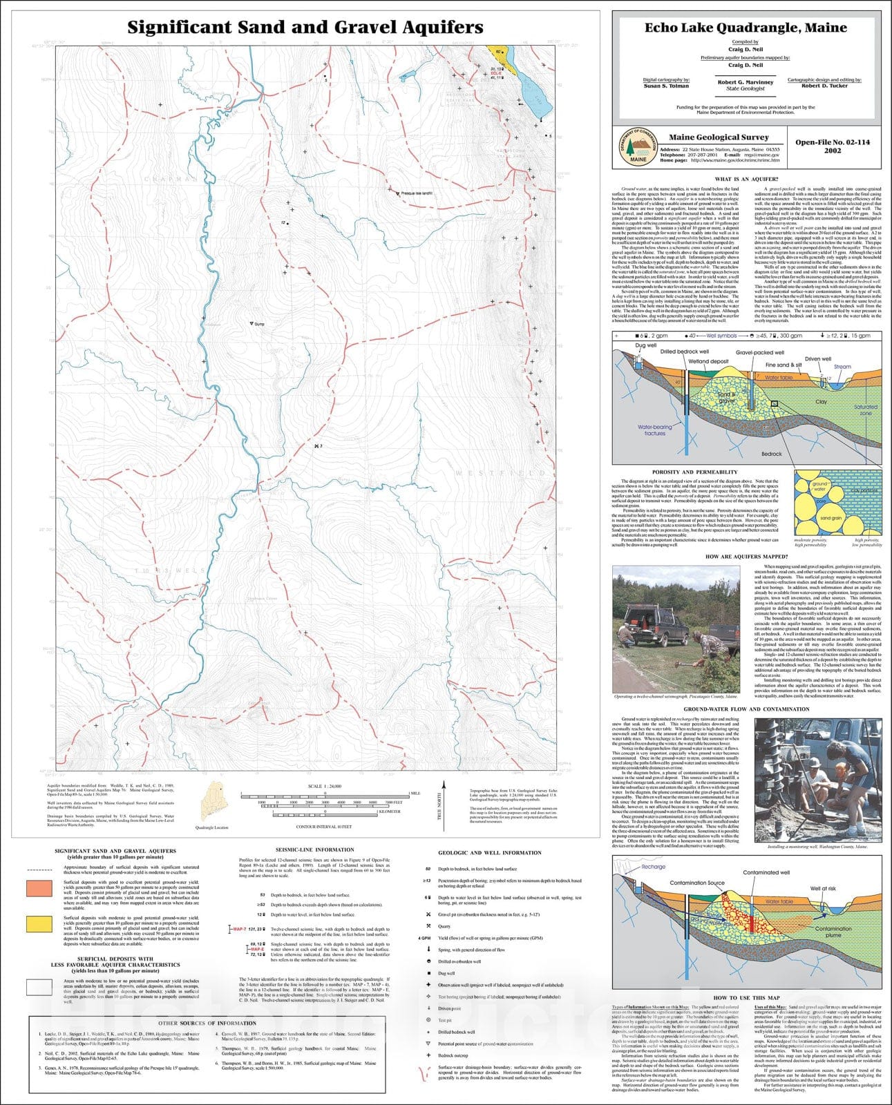 Map : Significant Sand and Gravel Aquifers in the Echo Lake Quadrangle, Maine, 2002 Cartography Wall Art :