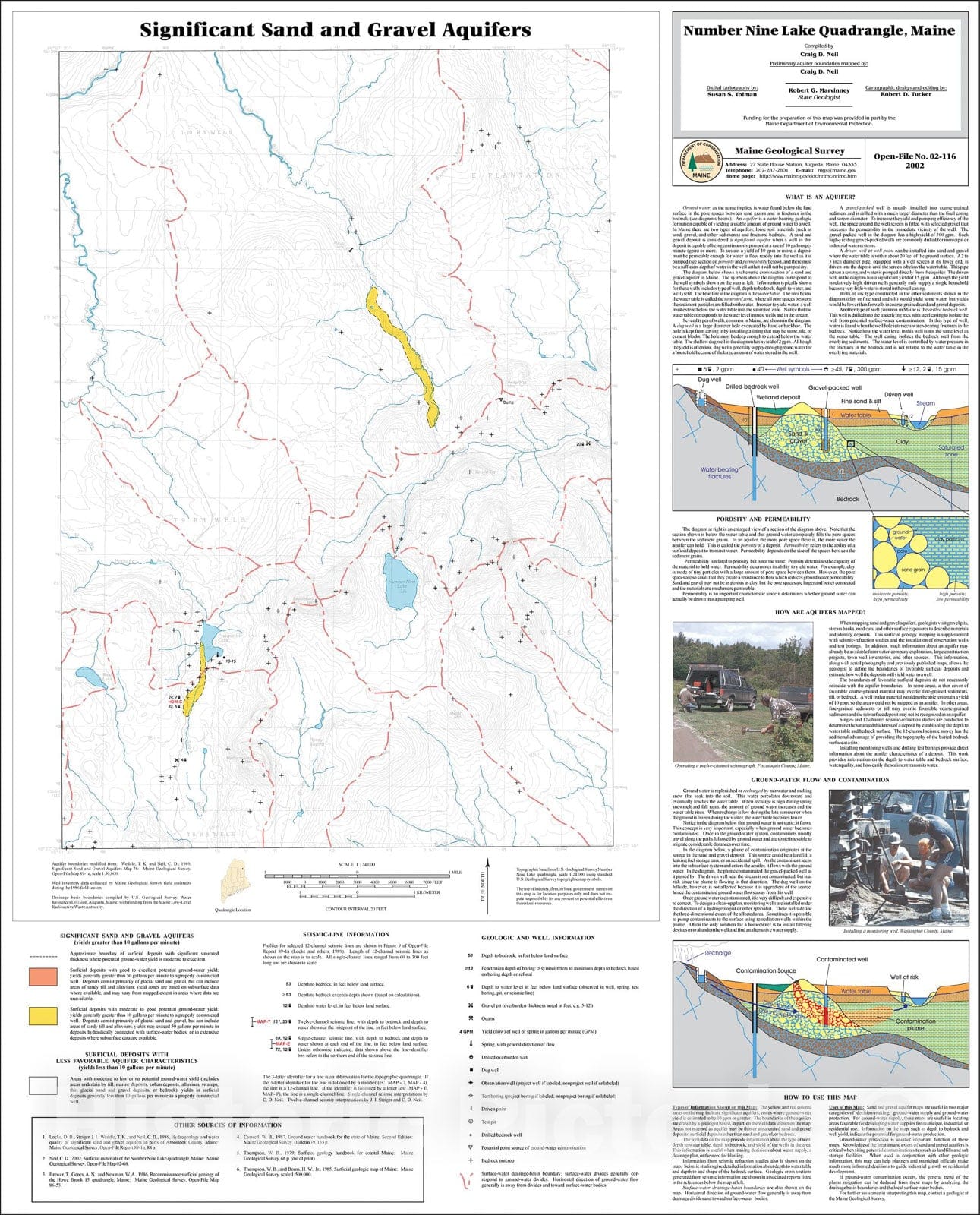 Map : Significant Sand and Gravel Aquifers in the Number Nine Lake Quadrangle, Maine, 2002 Cartography Wall Art :