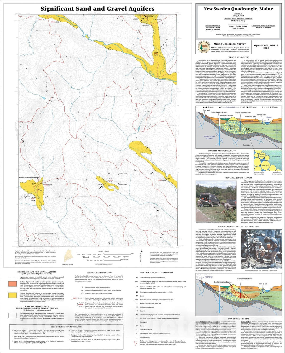 Map : Significant Sand and Gravel Aquifers in the New Sweden Quadrangle, Maine, 2002 Cartography Wall Art :